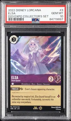 2022 DISNEY LORCANA PROMO D23 EXPO COLLECTOR'S SET #3 ELSA - SNOW QUEEN PSA 10 - Image 1