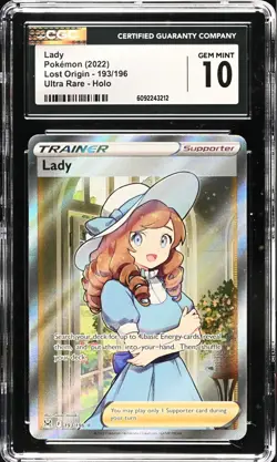 CGC 10 GEM MINT Lady 193/196 Lost Origin Full Art Ultra Trainer Holo Pokemon - Image 1