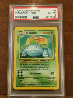 Pokemon TCG Venusaur Base Set 15/102 Holo Unlimited Rare PSA 6 Excellent-Mint - Image 1