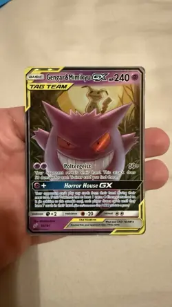 Pokemon TCG Gengar & Mimikyu GX Sm-Team Up Holo Ultra Rare Card - Image 1