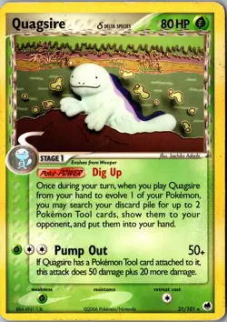 Quagsire (Delta Species) 21/101 Rare Dragon Frontiers MP Pokemon Card - Image 1