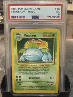 Pokemon TCG Venusaur Base Set Holo Unlimited Rare Card 15/102 PSA 5 - Image 1