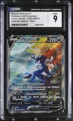 Pokemon Cards - CGC PSA 9 Hisuian Samurott V GG51/GG70 - Crown Zenith - MINT - Image 1
