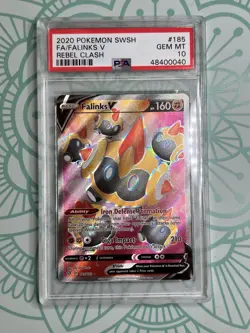 Pokemon TCG - Falinks V Full Art 185/192 Rebel Clash - PSA 10 - Image 1