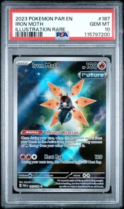 IRON MOTH #187 PSA 10 • 2023 POKEMON PARADOX RIFT ILLUSTRATION RARE - Image 1