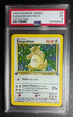 1999 Pokemon 5/64 KANGASKHAN-HOLO 1ST EDITION Jungle PSA 5 - Image 1