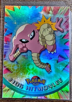Pokemon Hitmonlee #106 Topps TV Animation Series 2 Blue Logo Holo Foil - Image 1