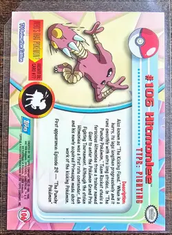 Pokemon Hitmonlee #106 Topps TV Animation Series 2 Blue Logo Holo Foil - Image 2