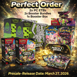 Presale Pokemon Perfect Order - 2x PC ETB, 1x Booster Box, 2x Booster Bundle - Image 1