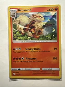 Pokemon TCG Arcanine 22/149 Holo Rare Sun & Moon Base NM - Image 1