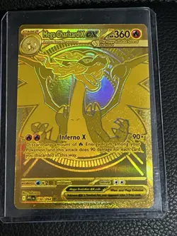 Mega Charizard X EX Gold Card 130/094 Phantasmal Flames Pokemon TCG NM OC Rare - Image 1