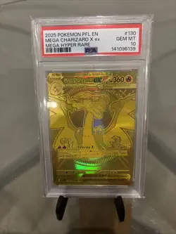 Pokemon TCG Mega Charizard X EX 130/094 - Gold Mega Hyper Rare - PSA 10 - Image 1