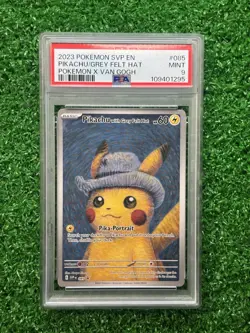 Pokemon PSA 9 Pikachu with Grey Felt Hat SVP 085 Pokemon X Van Gogh Promo - Image 1