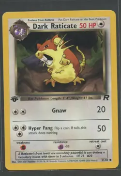 Dark Raticate 1. Edition | Team Rocket 51/82 | Pokemon Karte EN NM- Rattikarl - Image 1