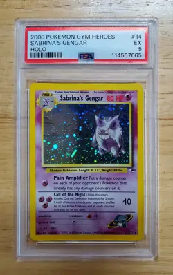 Pokemon PSA 5 EX 2000 Sabrina's Gengar Gym Heroes Holo - Image 1