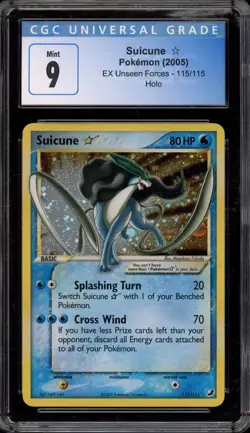 Pokemon Suicune Gold Star EX Unseen Forces Holo Ultra Rare #115 CGC 9 Mint - Image 1