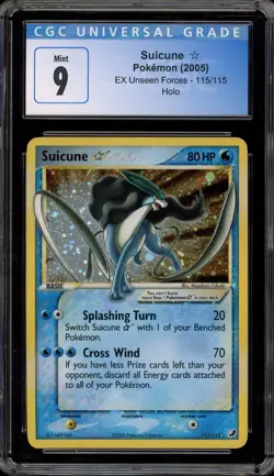 Pokemon Suicune Gold Star EX Unseen Forces Holo Ultra Rare #115 CGC 9 Mint - Image 1