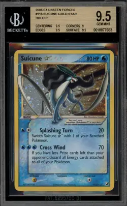Pokemon Suicune Gold Star EX Unseen Forces Holo Ultra Rare #115 BGS 9.5 - Image 1