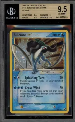 Pokemon Suicune Gold Star EX Unseen Forces Holo Ultra Rare #115 BGS 9.5 - Image 1