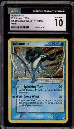 Pokemon Suicune Gold Star EX Unseen Forces Holo Ultra Rare #115 CGC 10 Gem Mint - Image 1