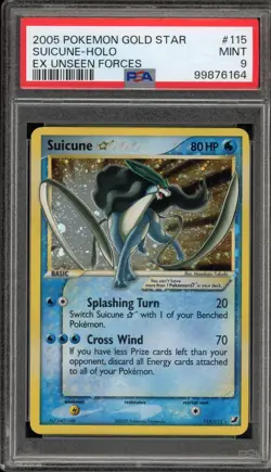 Pokemon Suicune Gold Star EX Unseen Forces Holo Ultra Rare #115 PSA 9 Mint - Image 1