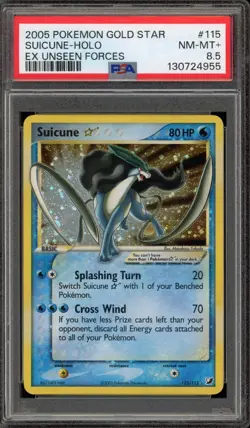 Pokemon Suicune Gold Star EX Unseen Forces Holo Ultra Rare #115 PSA 8.5 - Image 1