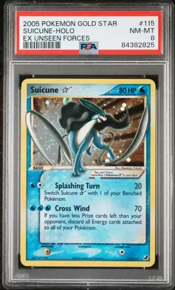 Pokemon Suicune Gold Star EX Unseen Forces Holo Ultra Rare # 115/115 💎PSA 8💎 - Image 1