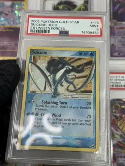 PSA 9 Suicune Gold Star EX #115/115 Unseen Forces Holo Ultra Rare Mint Pokemon - Image 3