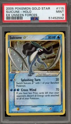 Pokemon Suicune Gold Star EX Unseen Forces Holo Ultra Rare #115 PSA 9 Mint - Image 1