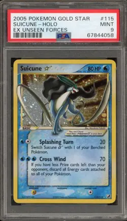 Pokemon Suicune Gold Star EX Unseen Forces Holo Ultra Rare #115 PSA 9 Mint - Image 1