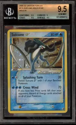 Pokemon Suicune Gold Star EX Unseen Forces Holo Ultra Rare #115 BGS 9.5 - Image 1