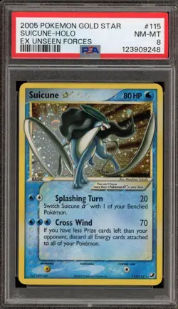 Pokemon Suicune Gold Star EX Unseen Forces Holo Ultra Rare #115 PSA 8 - Image 1