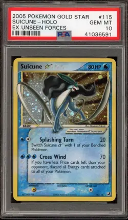 Pokemon Suicune Gold Star EX Unseen Forces Holo Ultra Rare #115 PSA 10 Gem Mint - Image 1