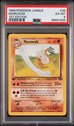 1999 Pokemon Jungle 1st Edition Marowak #39 PSA 6 EX-MT - Image 1