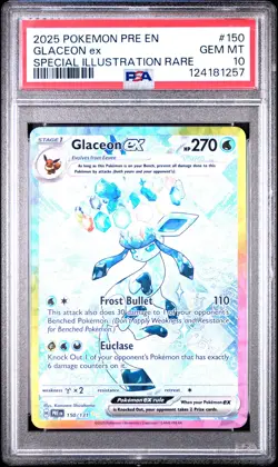2025 POKEMON PRE EN-PRISMATIC EVOLUTIONS #150 GLACEON EX PSA 10 - Image 1