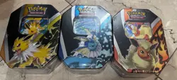 Pokemon Eevee Evolutions Tin Bundle Flareon V Vaporeon V Jolteon V Sealed 820650809057 - Image 1