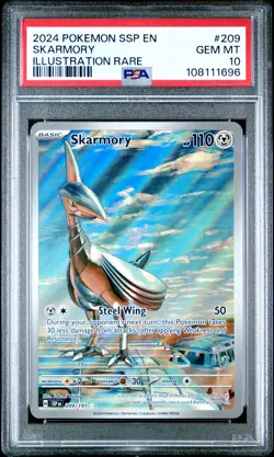 2024 POKEMON SSP EN-SURGING SPARKS ILLUSTRATION RARE #209 SKARMORY PSA 10 - Image 1