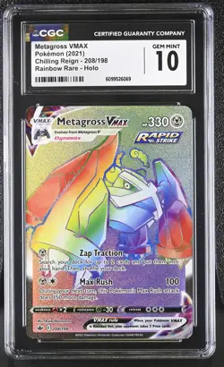 CGC 10 Metagross VMAX 208/198 Chilling Reign Rainbow Secret Rare Pokemon Card - Image 1