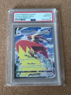 2022 POKEMON SWORD & SHIELD SILVER TEMPEST #TG15 FULL ART/BLAZIKEN VMAX PSA 10 - Image 1