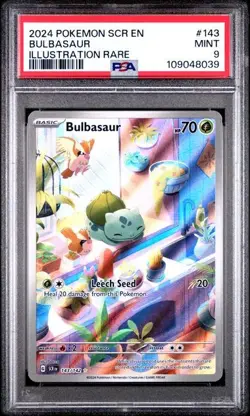 Pokemon Stellar Crown - BULBASAUR - ILLUSTRATION RARE - 143/142 - PSA 9 - Image 1