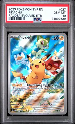 2023 POKEMON SVP EN-SV BLACK STAR PROMO #027 PIKACHU PSA 10 - Image 1