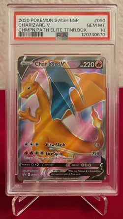 2020 POKEMON SWSH BLACK STAR PROMO 050 CHARIZARD V CHAMPION'S PATH PSA 10 - Image 1