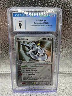 2005 POKEMON EX UNSEEN FORCES #109 STEELIX EX-HOLO CGC 9 Old Label - Image 1