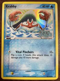 Pokemon TCG - Krabby 54/100 2006 EX Crystal Guardians Reverse Holo Stamped HP - Image 1
