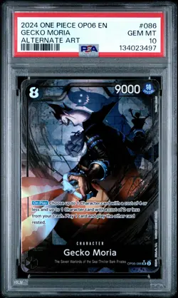 2024 ONE PIECE OP06-WINGS OF THE CAPTAIN ALTERNATE ART #086 GECKO MORIA PSA 10 - Image 1