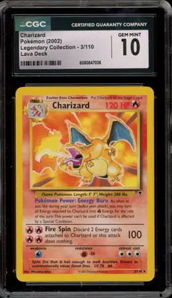 Pokemon Charizard Legendary Coll. Lava Theme Deck NON Holo Rare #3 CGC 10 - Image 1