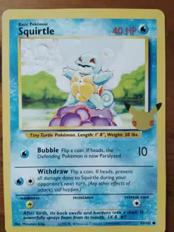 Pokemon TCG Squirtle 63/102 25th Anniversary Celebrations Jumbo Card - Image 1