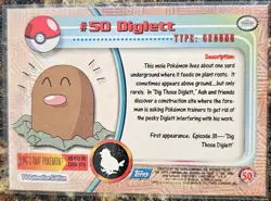 1999 Pokemon Topps Diglett 50 Ungraded NM or Better - Image 2