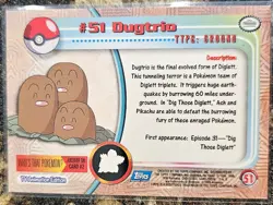 1999 Pokemon Topps Dugtrio 51 Ungraded NM or Better - Image 2