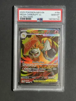 PSA 10 MEGA CAMERUPT EX #156 ULTRA RARE FULL ART 2025 POKEMON MEGA EVOLUTIONS EN - Image 1